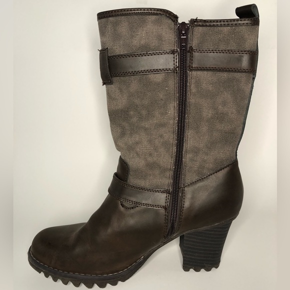 Skechers Leather Upper Chunky Lug Sole Mid Calf Brown Boot Size 10 - Picture 5 of 13